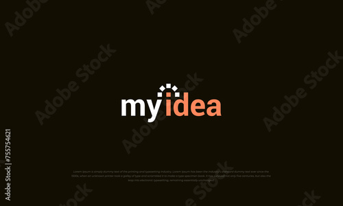 logotype, typography logo for "my idea" with letter "i" as the focus point