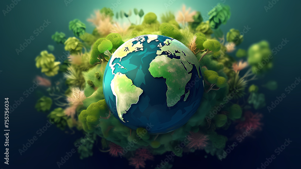 Concept image of earth on green background Concept image of earth on green background