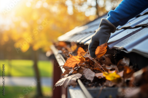 Cleaning Roof of Fallen Leaves