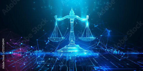 Symbol of Digital Law - Scales of Justice in Cybernetic Space