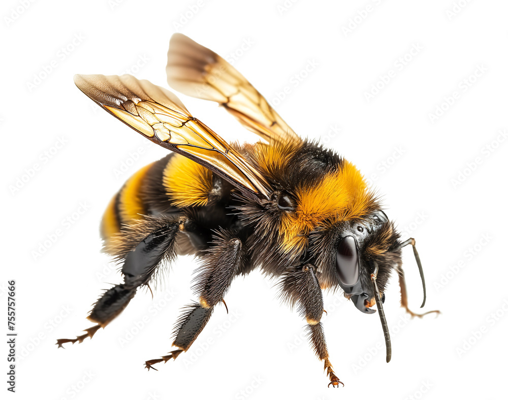 Honeybee isolated on transparent background. AI generated. Png Honeybee isolated on transparent background. AI generated. Png
