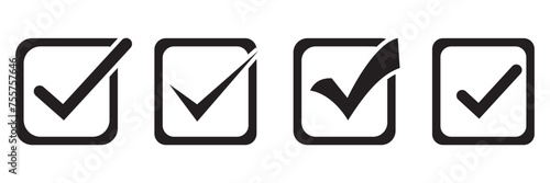 Black check mark icon. Check mark vector icon. Checkmark Illustration. Vector symbols set ,Black checkmark isolated on white background. Correct vote choise isolated symbol. vector Illustration.