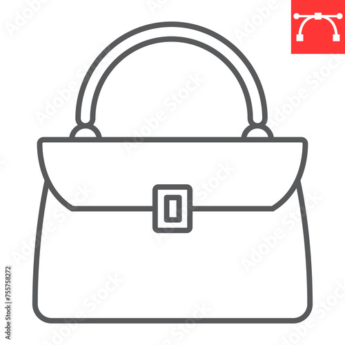 Woman bag line icon, mom day and accessory, handbag vector icon, vector graphics, editable stroke outline sign, eps 10.