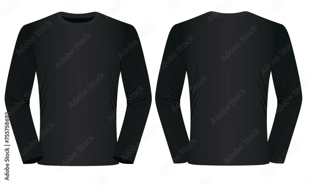 Long sleeve black t shirt. vector illustration - obrazy, fototapety, plakaty 
