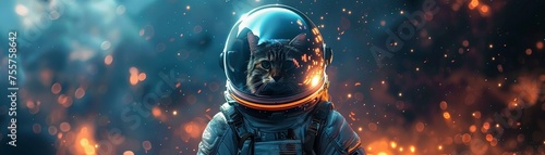 Cat in a spacesuit adrift in the galaxy photo
