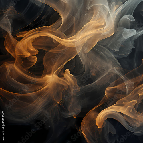 Abstract swirls of smoke against a dark background  © Cao