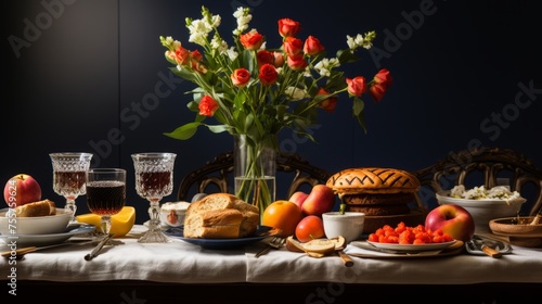 A celebratory shana tova table set with care
