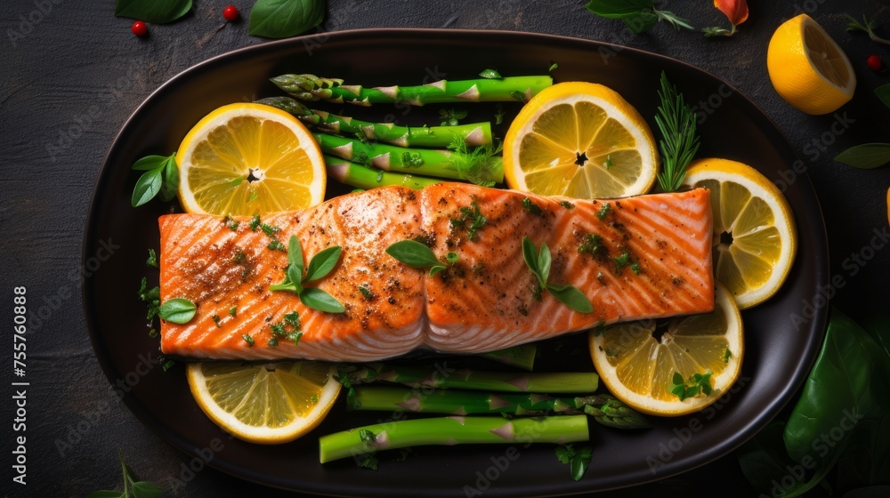 custom made wallpaper toronto digitalA plate of baked salmon with asparagus and lemon