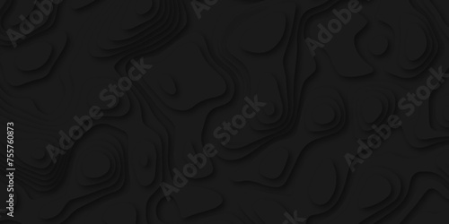 Abstract papercut out background. Black color vector background design. Wavy paper curved relief background. Contour map design. Vintage style trending background wallpaper.