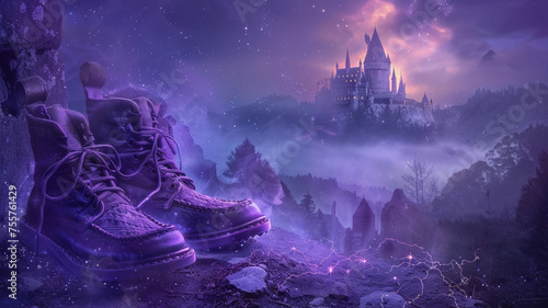 Imagine a mystical realm shrouded in twilight mist  where wizards journey in Ultra Violet Sneakers  harnessing the arcane energies of the universe.