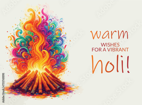 Vector illustration of Indian festival of holi background with colorful fire.