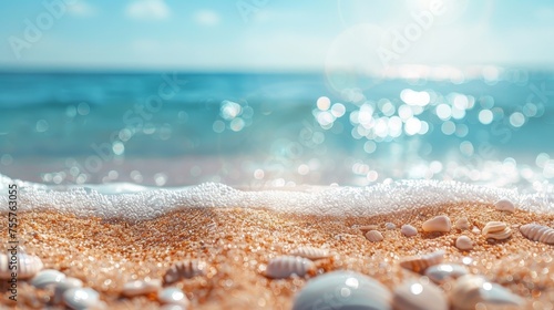 Sand beach and clear blue sea under the heat of the sun