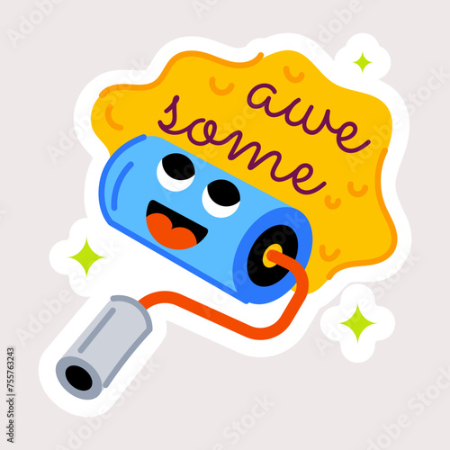 Trendy flat sticker of awesome painting 