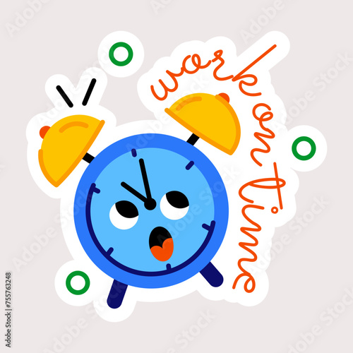 Get flat sticker of work on time typography 