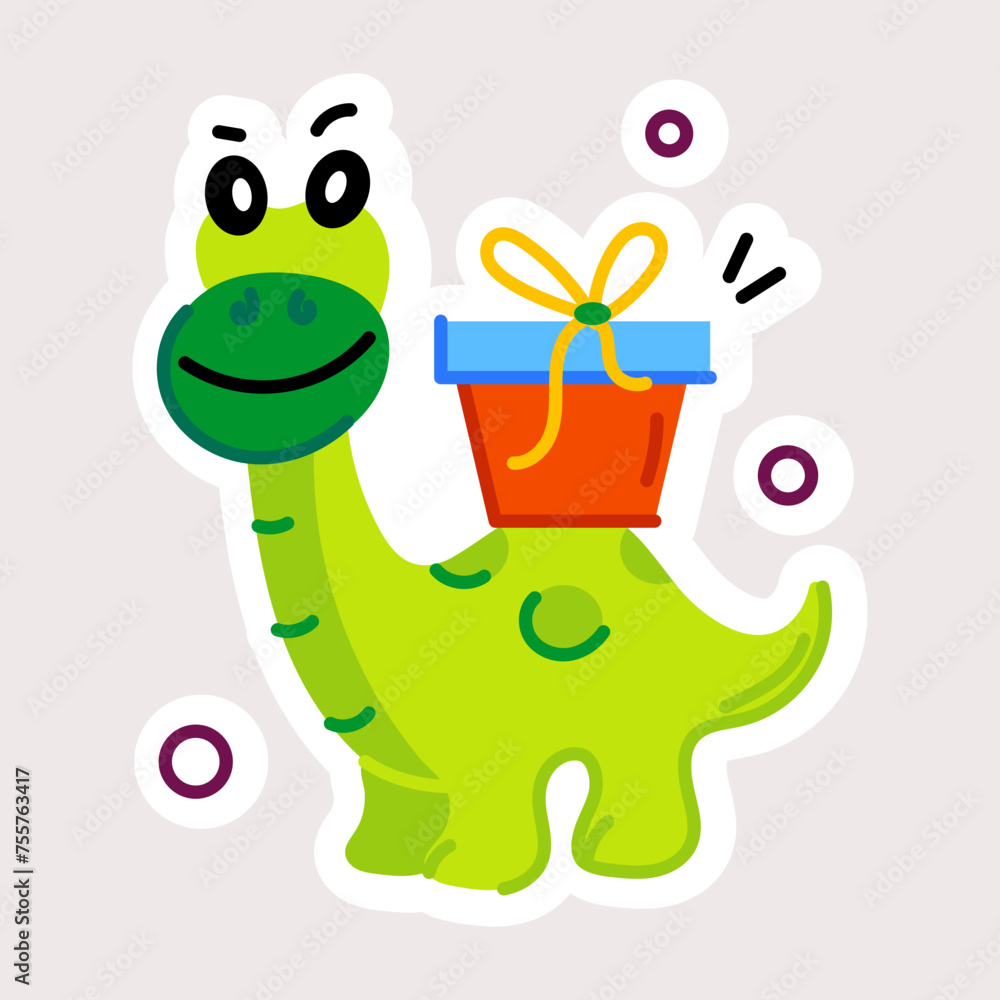 Naklejka premium Premium flat sticker of a dragon gift