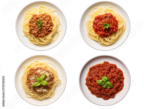 Collection set of spagetthi bolognese isolated on transparent background, transparency image, removed background photo