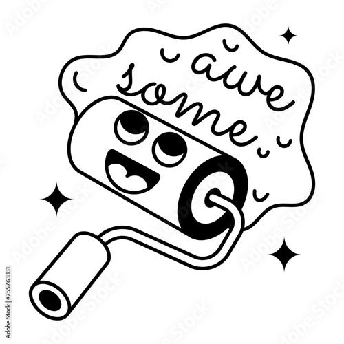 Trendy glyph sticker of awesome painting 