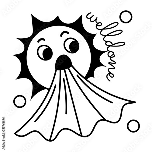 Handy glyph sticker of a pleasant day 