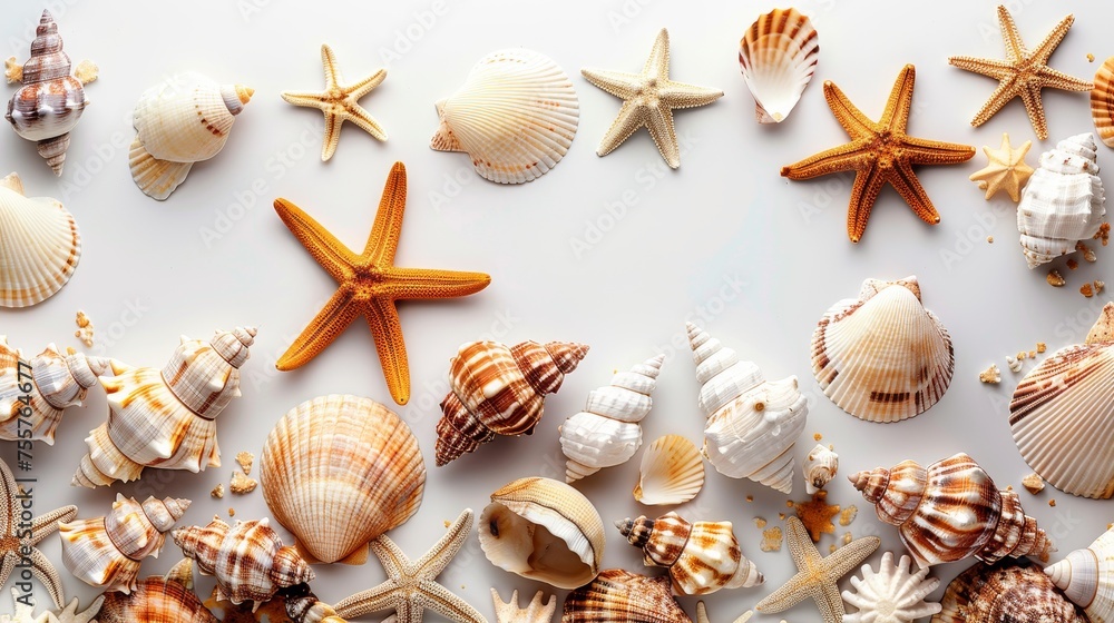 Seashells And Starfish Isolated Seashells And Starfish Isolated