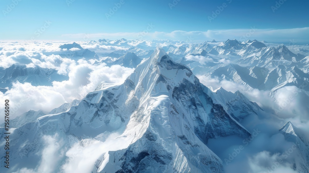 Serene beauty of snow-capped mountains