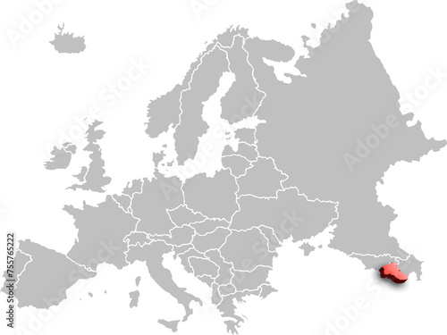map of ARMENIA with the countries of EUROPE 3d isometric