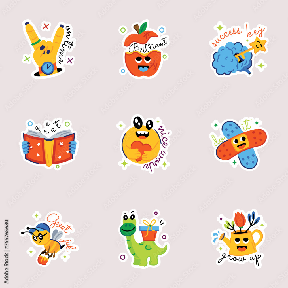 Obraz premium Set of Typographic Motivational Flat Stickers