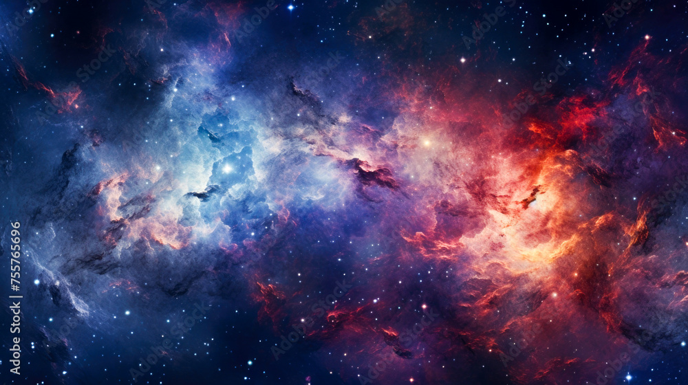 Obraz premium A captivating glimpse of the universe, showcasing the Milky Way galaxy with stars and space dust, portrayed in a long-exposure photograph with a textured grain finish