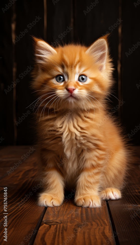 Close-up illustration of a fluffy and adorable kitten with charming appeal on white background Close-up illustration of a fluffy and adorable kitten with charming appeal on white background
