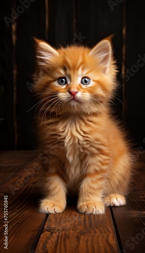 Close-up illustration of a fluffy and adorable kitten with charming appeal on white background