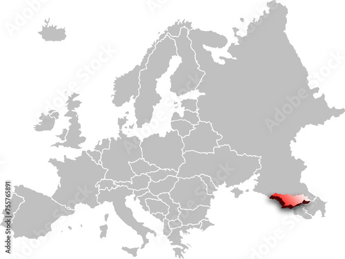 map of GEORGIA with the countries of EUROPE 3d isometric