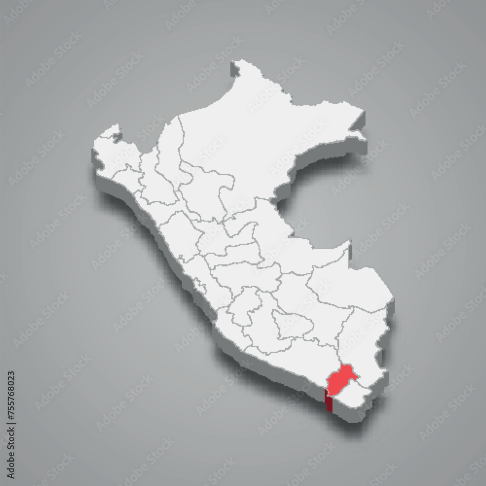 Moquegua department location within Peru 3d map