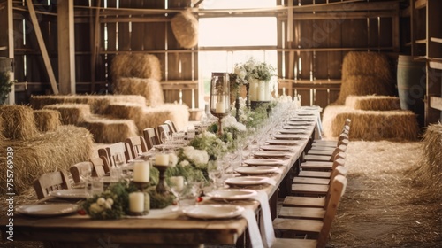 Vintage barn wedding with a rustic hayloft photo