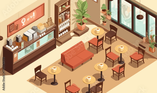 living room isometric vector flat minimalistic isolated illustration
