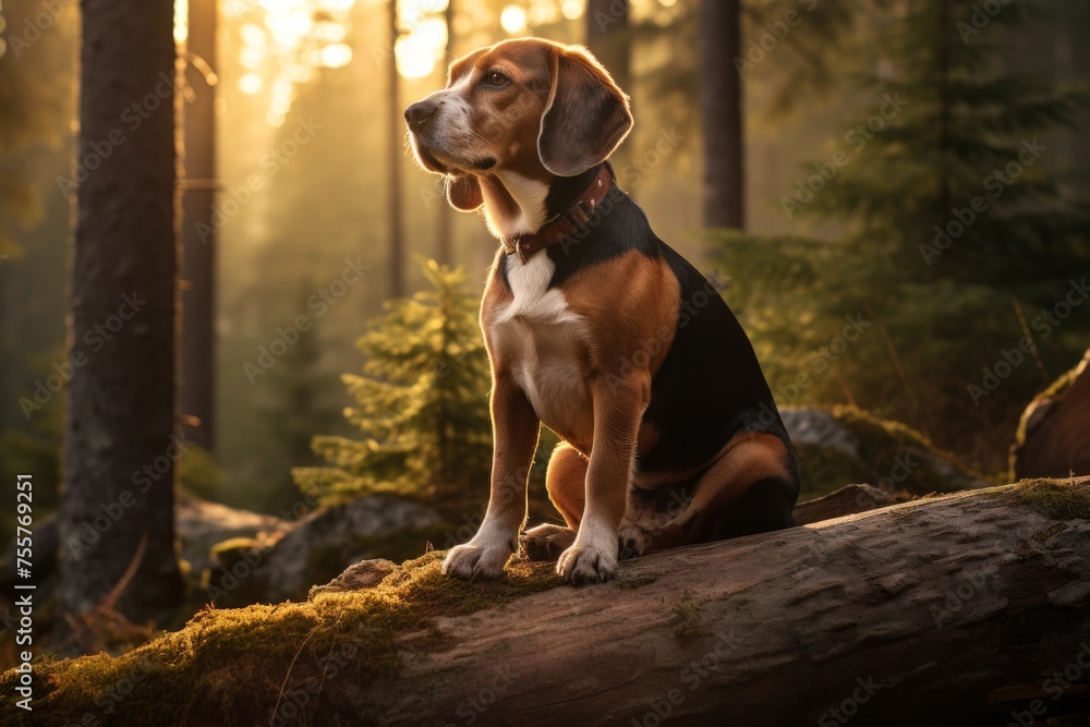 Illustration of a playful beagle dog in a natural setting, capturing its curious and playful nature Illustration of a playful beagle dog in a natural setting, capturing its curious and playful nature