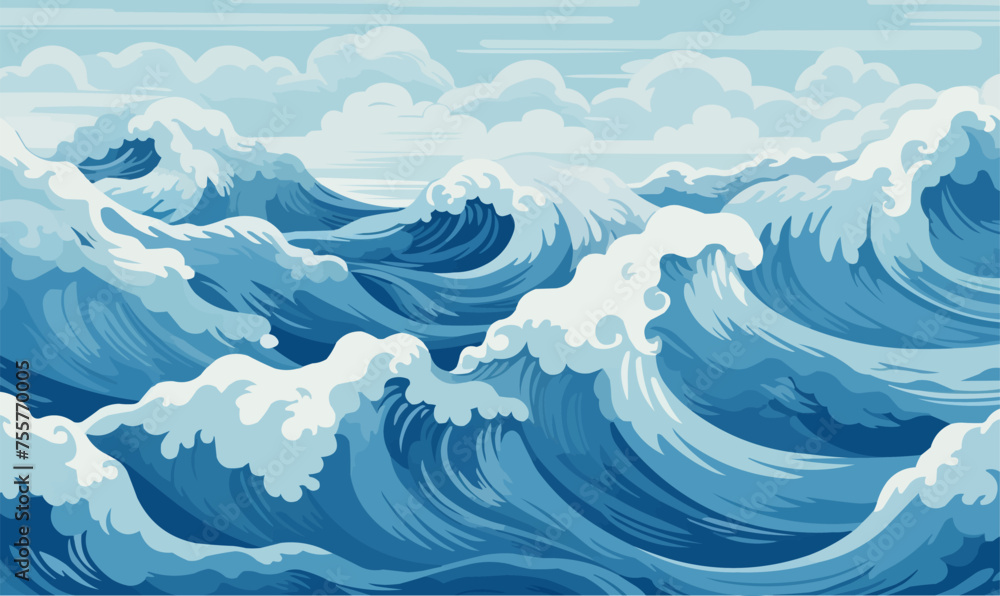 Calm ocean waves vector background Calm ocean waves vector background