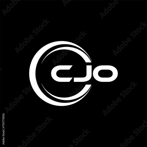 CJO letter logo design with black background in illustrator, cube logo, vector logo, modern alphabet font overlap style. calligraphy designs for logo, Poster, Invitation, etc.