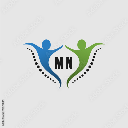 MN Initials medical health logo design templates vector