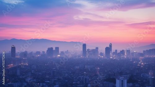 Tritone cityscape during sunrise for beauty