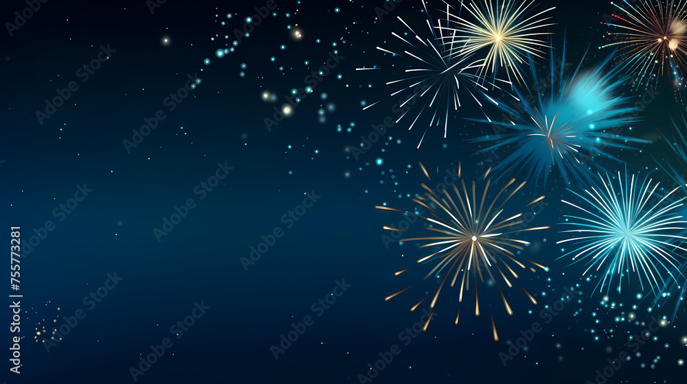 Naklejka premium Beautiful fireworks background at night for holiday decoration