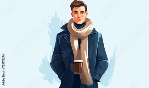 man in business suit waring cosy winter clothes isolated vector style on isolated background illustration