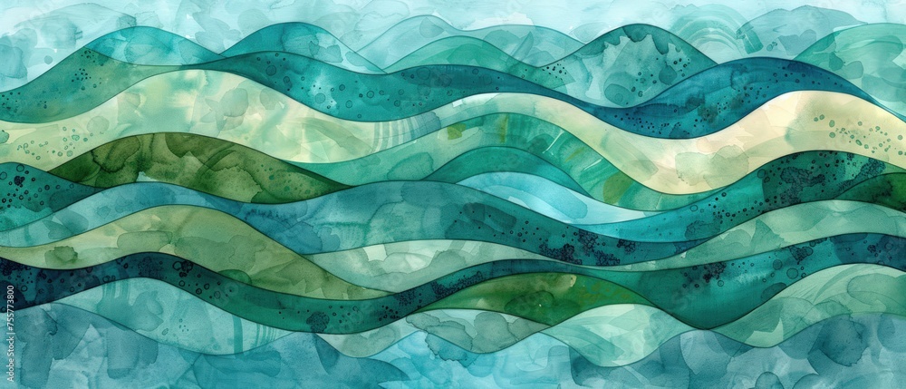 Abstract wave green watercolor background Abstract wave green watercolor background