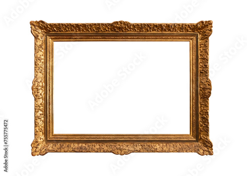 Obraz na płótnie Wooden gilded picture frame isolated on white background w salonie