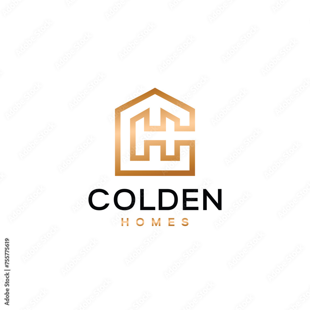 CH Letter Logo design initial with house object. Creative and elegant leter initial logo vector template CH Letter Logo design initial with house object. Creative and elegant leter initial logo vector template