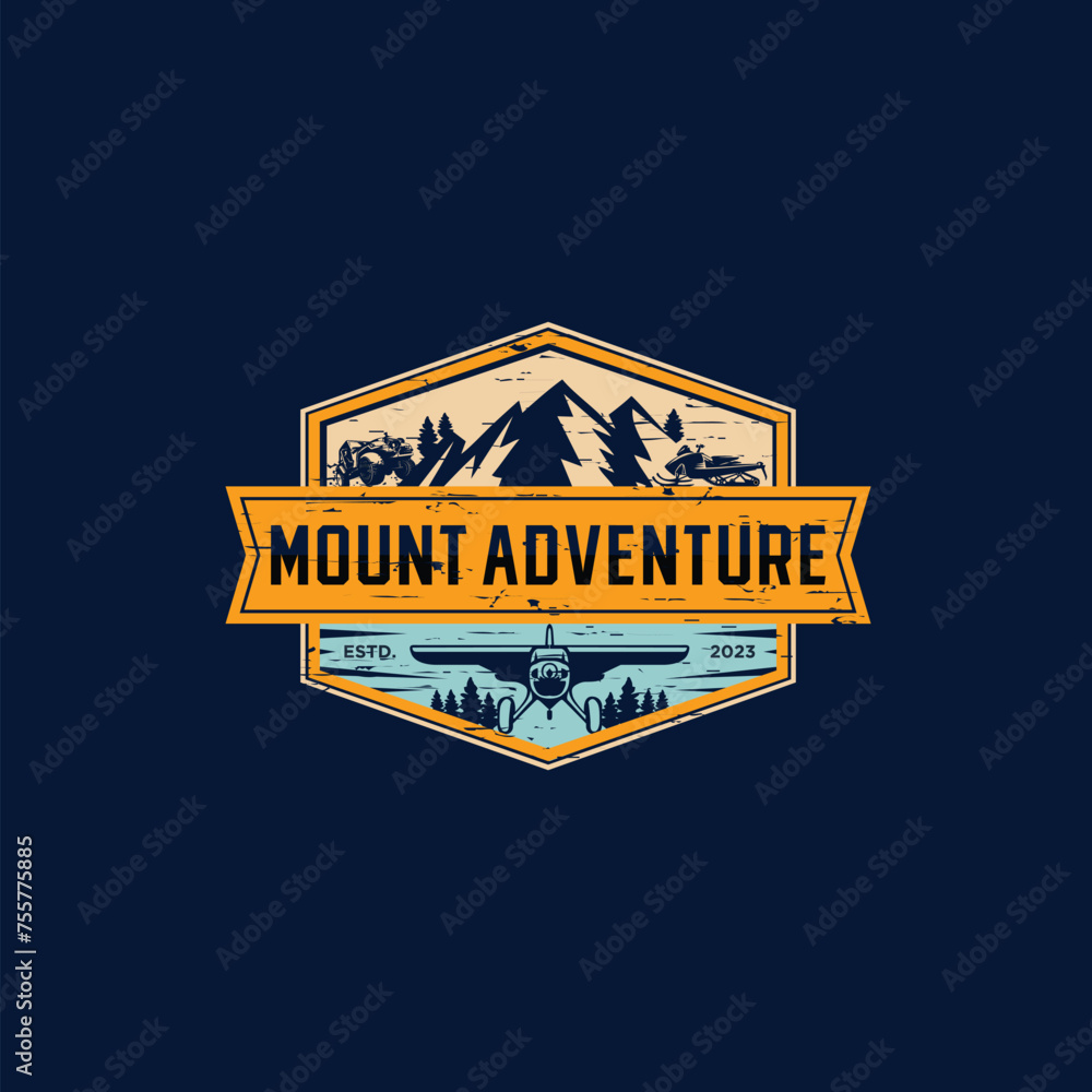 Mountain logo design vector illustration outdoor adventure mountain badge or emblem vintage and retro design Mountain logo design vector illustration outdoor adventure mountain badge or emblem vintage and retro design
