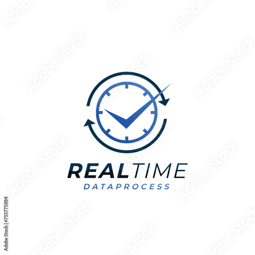 realtime icon or clock logo design concept and icon