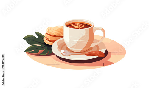 breakfast with coffee vector flat minimalistic isolated illustration