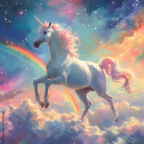 Unicorn Background  Pastel rainbows  sparkling stars  and whimsical unicorns create a magical and enchanting backdrop.