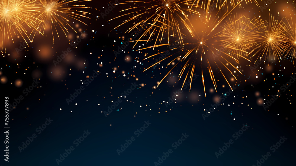 Fototapeta premium Beautiful fireworks background at night for holiday decoration