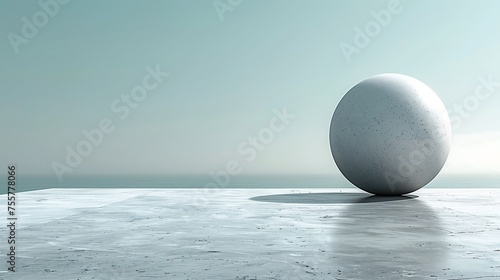 Minimalist Sphere on Textured Surface Against Clear Sky