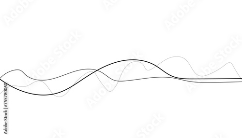 Abstract curved black lines on white. Line curve waves flow pattern vector element design